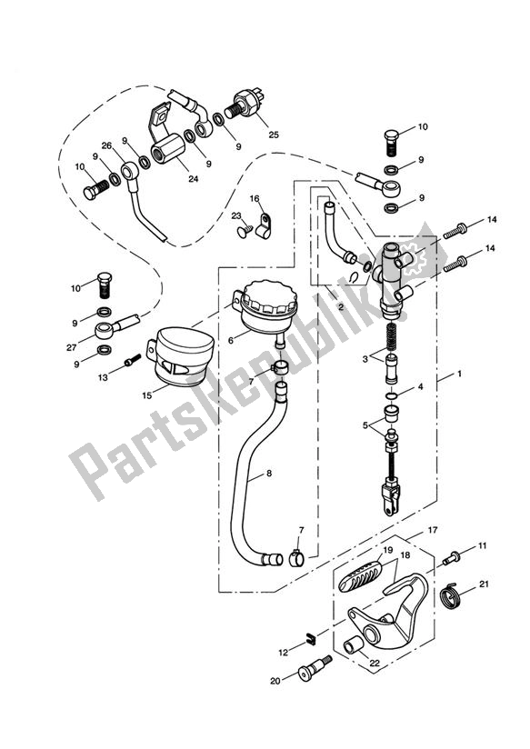 Toutes les pièces pour le Rear Brake Master Cylinder, Reservoir & Pedal > 469049 du Triumph Speedmaster EFI 865 2007 - 2014
