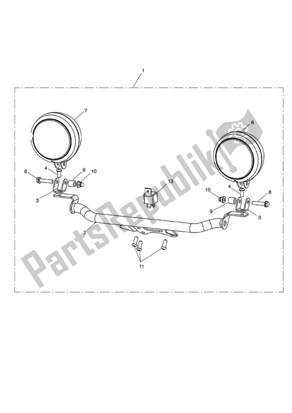 All parts for the Auxillary Lamps Kit of the Triumph Speedmaster EFI 865 2007 - 2014