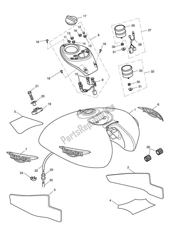 Alle onderdelen voor de Fuel Tank & Fittings van de Triumph Speedmaster EFI 865 2007 - 2014