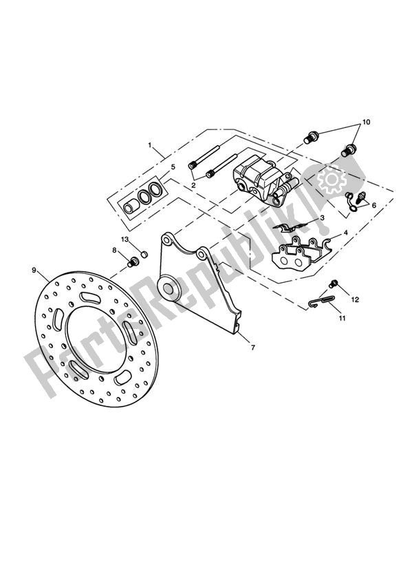 All parts for the Rear Brake Caliper & Disc of the Triumph Speedmaster EFI 865 2007 - 2014
