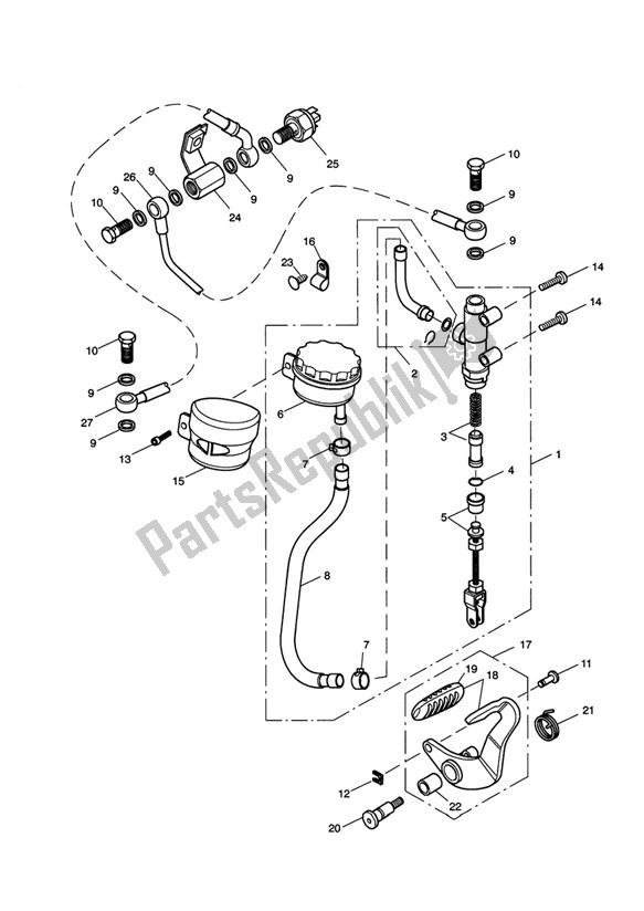 Todas las partes para Rear Brake Master Cylinder, Reservoir & Pedal > 469049 de Triumph Speedmaster EFI 865 2007 - 2014