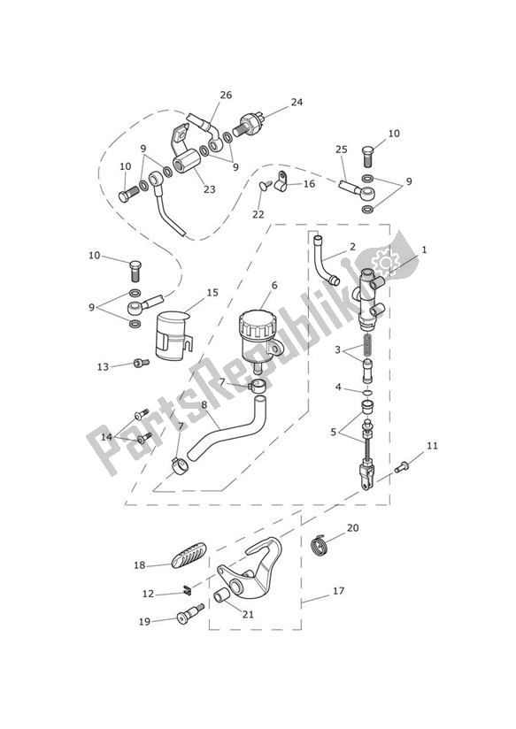 Tutte le parti per il Rear Brake Master Cylinder, Reservoir & Pedal 532900 > del Triumph Speedmaster EFI 865 2007 - 2014