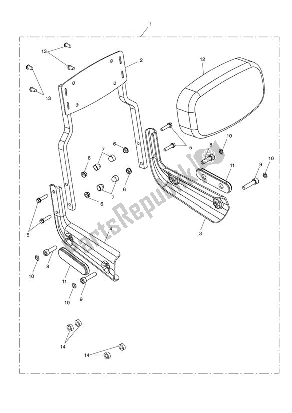 All parts for the Traditional Sissy Bar, Short of the Triumph Speedmaster EFI 865 2007 - 2014