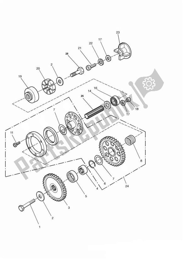 Alle onderdelen voor de Alternator/ Starter Drive Gears van de Triumph Sprint Carburettor 885 1993 - 1998