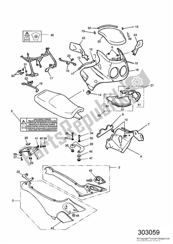 Toutes les pièces pour le Bodywork - Cockpit 16922 > du Triumph Sprint Carburettor 885 1993 - 1998