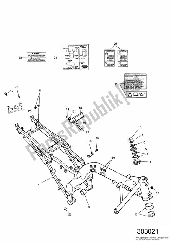 Alle onderdelen voor de Main Frame & Fittings Sprint Executive van de Triumph Sprint Carburettor 885 1993 - 1998