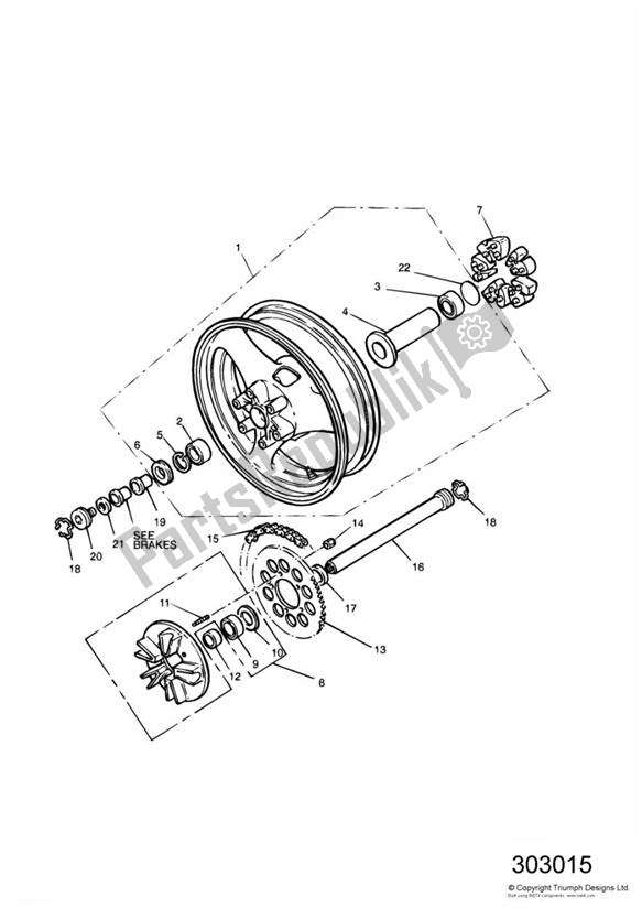 Alle onderdelen voor de Rear Wheel/final Drive 16922 > van de Triumph Sprint Carburettor 885 1993 - 1998