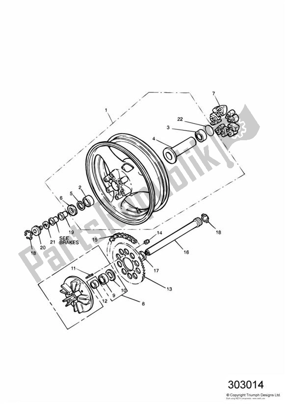 Todas as partes de Rear Wheel/final Drive Sprint > 16921 do Triumph Sprint Carburettor 885 1993 - 1998