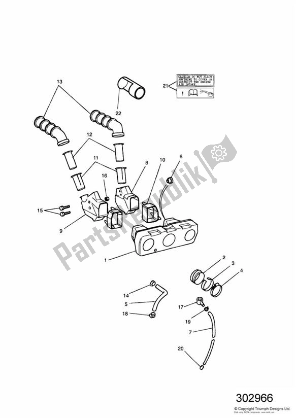 Alle onderdelen voor de Airbox Not Us Cal van de Triumph Sprint Carburettor ALL 885 1993 - 1998