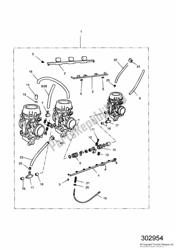 Alle onderdelen voor de Carburettors All Markets Except Us Cal > Eng No 55880 van de Triumph Sprint Carburettor ALL 885 1993 - 1998