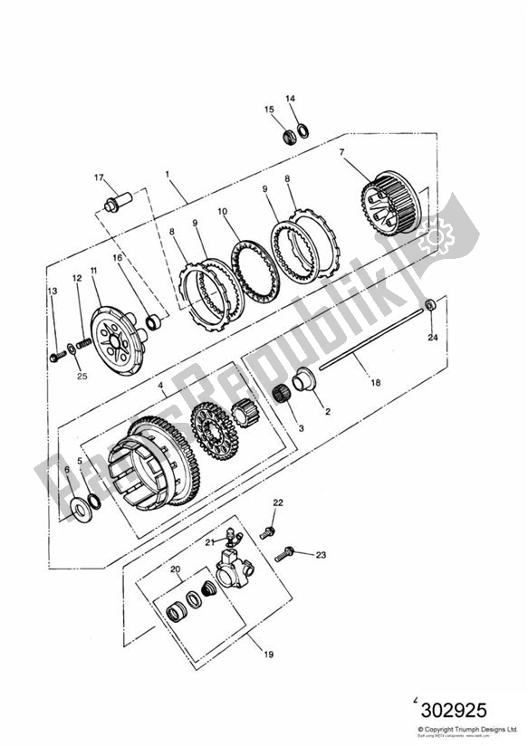 Alle onderdelen voor de Koppeling van de Triumph Sprint Carburettor ALL 885 1993 - 1998