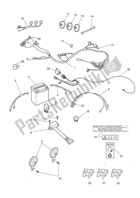 Alle onderdelen voor de Elektrische Apparatuur van de Triumph Sprint Carburettor ALL 885 1993 - 1998