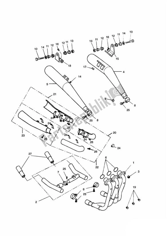 Alle onderdelen voor de Exhaust System Sprint > 29155 van de Triumph Sprint Carburettor ALL 885 1993 - 1998