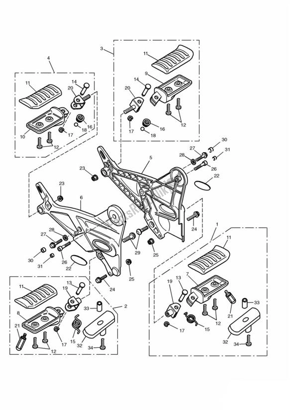 All parts for the Footrests & Mountings Sprint Executive of the Triumph Sprint Carburettor ALL 885 1993 - 1998