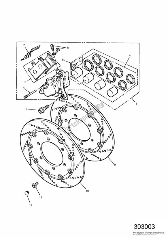 All parts for the Front Brake Caliper And Disc 9083 > of the Triumph Sprint Carburettor ALL 885 1993 - 1998