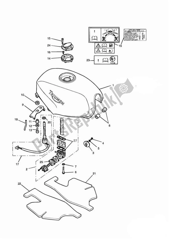 Todas las partes para Fuel Tank And Fittings de Triumph Sprint Carburettor ALL 885 1993 - 1998