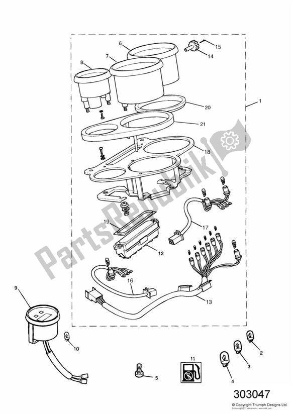 Alle onderdelen voor de Instrumenten van de Triumph Sprint Carburettor ALL 885 1993 - 1998