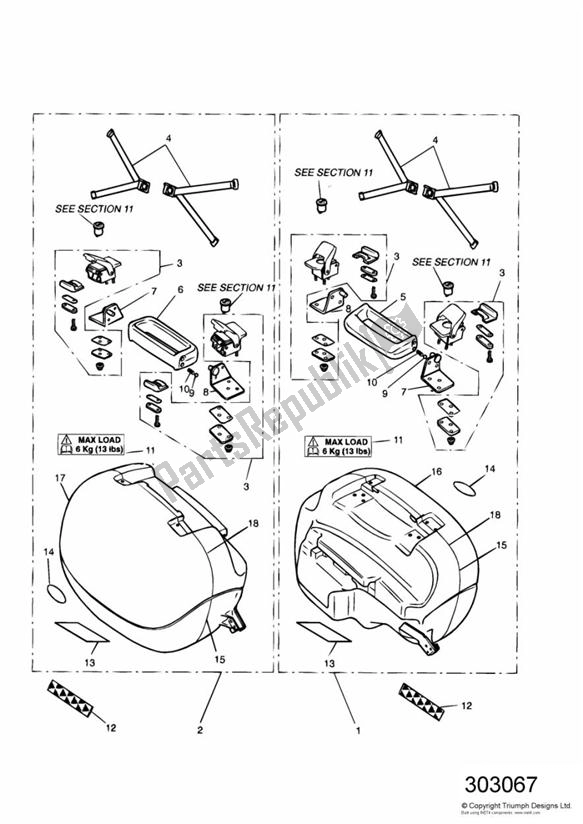 All parts for the Panniers Sprint Executive of the Triumph Sprint Carburettor ALL 885 1993 - 1998