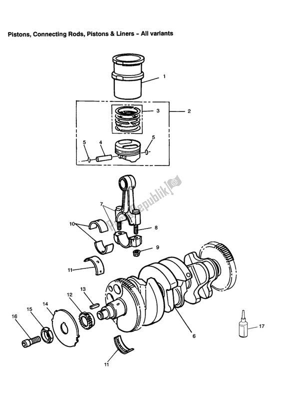 Toutes les pièces pour le Pistons, Connecting Rods, Pistons & Liners - All Variants du Triumph Sprint Carburettor ALL 885 1993 - 1998