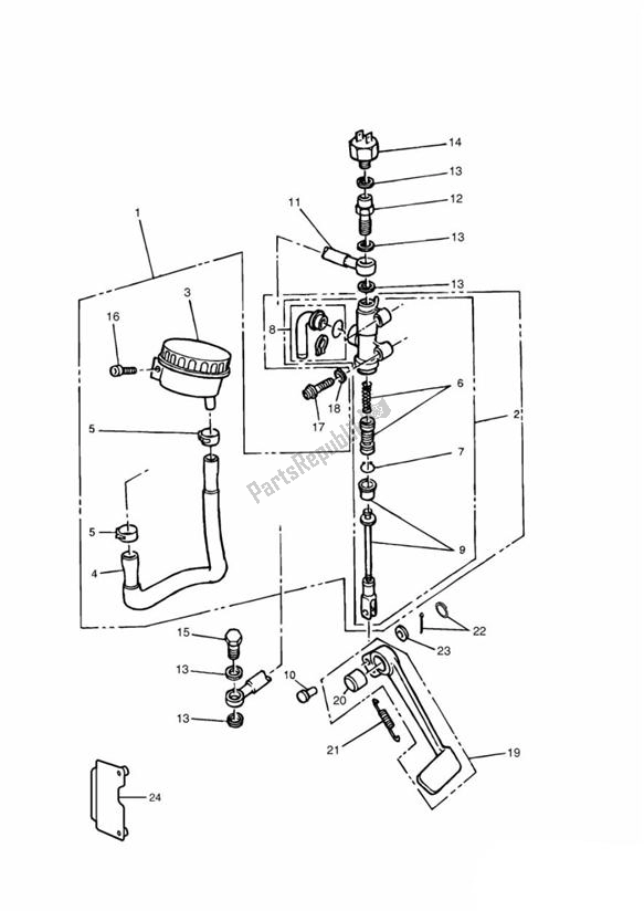 All parts for the Rear Brake Master Cylinder of the Triumph Sprint Carburettor ALL 885 1993 - 1998