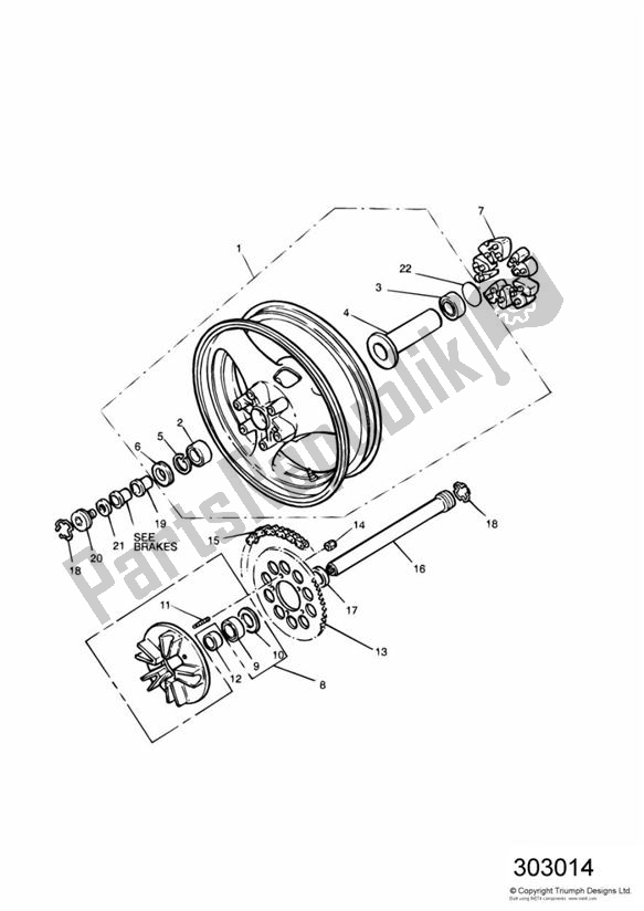 All parts for the Rear Wheel/final Drive Sprint > 16921 of the Triumph Sprint Carburettor ALL 885 1993 - 1998