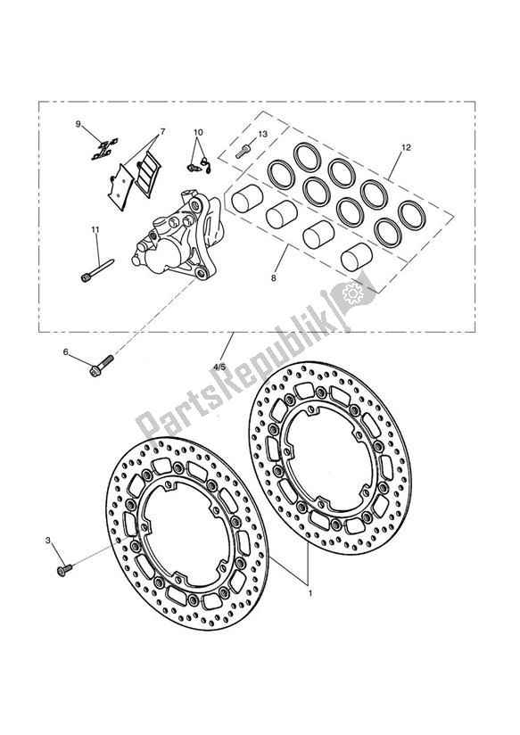 All parts for the Front Brake Caliper & Discs of the Triumph Sprint GT 1050 2011 - 2013