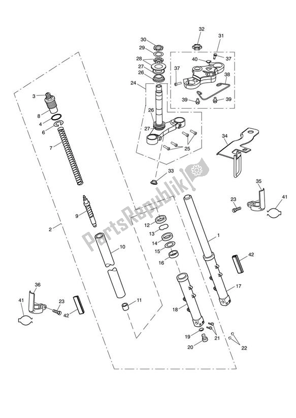 All parts for the Front Forks & Yokes of the Triumph Sprint GT 1050 2011 - 2013