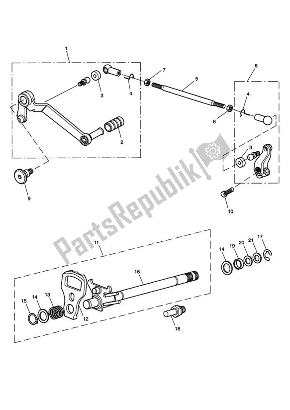 All parts for the Gear Change Mechanism of the Triumph Sprint GT 1050 2011 - 2013