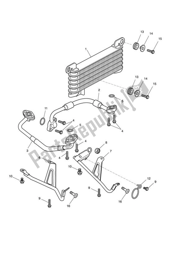 All parts for the Oil Cooler of the Triumph Sprint GT 1050 2011 - 2013