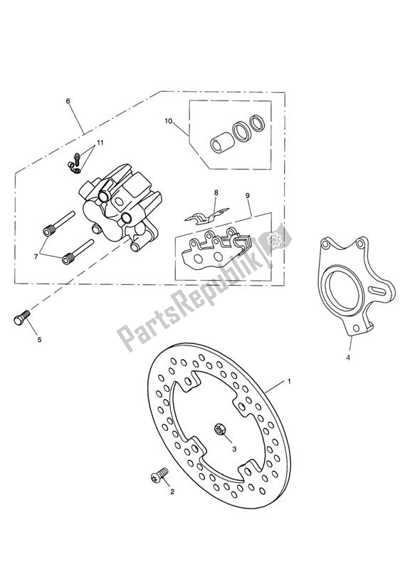 All parts for the Rear Brake Caliper & Disc of the Triumph Sprint GT 1050 2011 - 2013