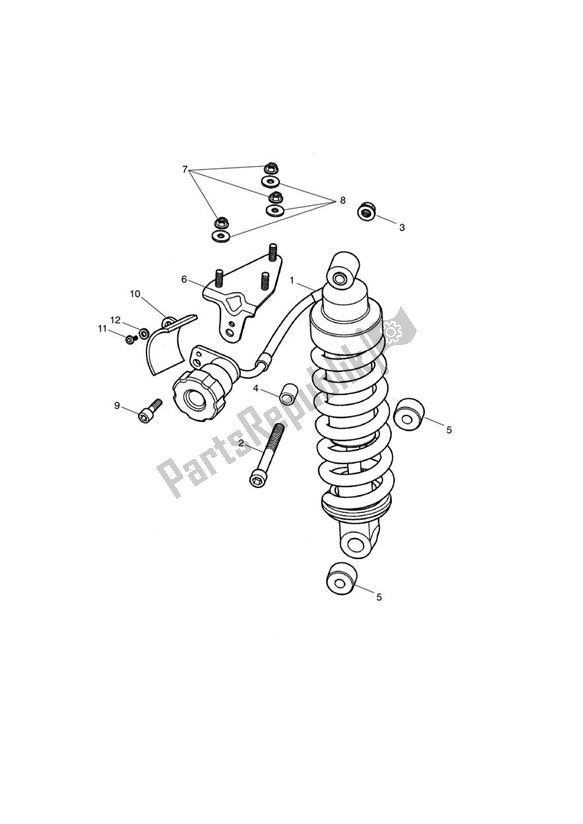 All parts for the Rear Suspension Unit of the Triumph Sprint GT 1050 2011 - 2013