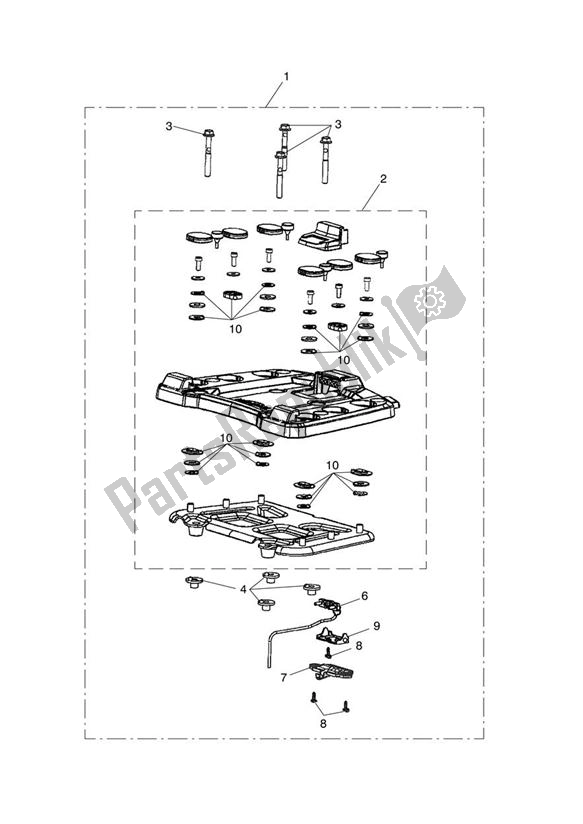 All parts for the Sliding Carriage Assy of the Triumph Sprint GT 1050 2011 - 2013