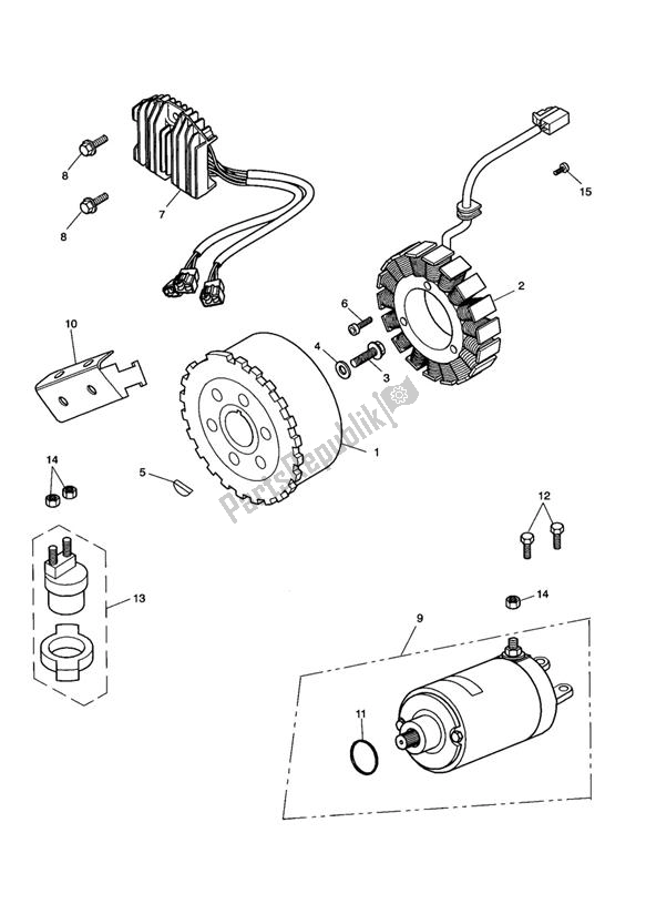 Tutte le parti per il Alternator/starter del Triumph Sprint RS VIN: 139277 > 955 2002 - 2004