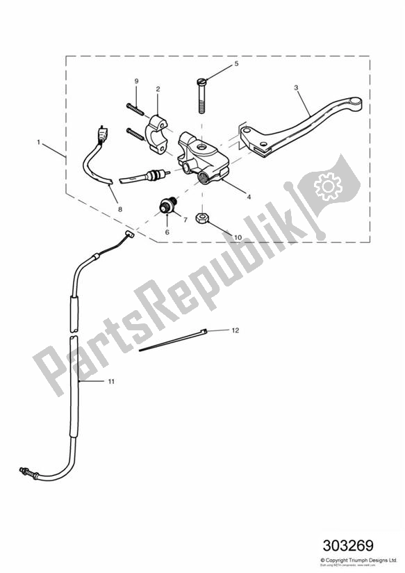 Todas las partes para Control Cables > 186150 de Triumph Sprint RS VIN: 139277 > 955 2002 - 2004