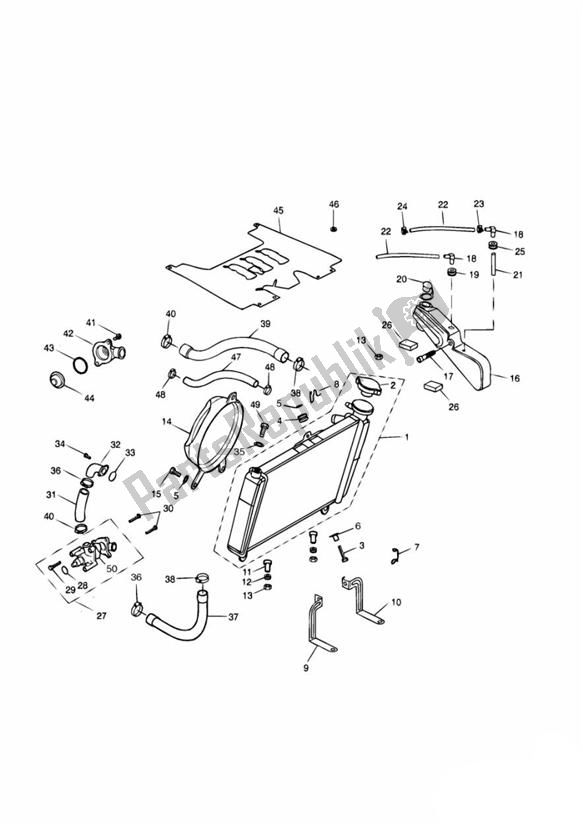 Alle onderdelen voor de Koelsysteem van de Triumph Sprint RS VIN: 139277 > 955 2002 - 2004
