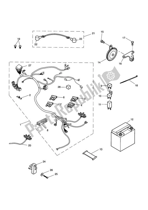 Alle onderdelen voor de Elektrische Apparatuur van de Triumph Sprint RS VIN: 139277 > 955 2002 - 2004