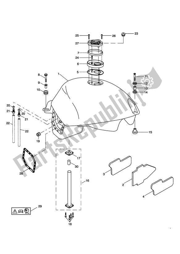 Todas las partes para Fuel Tank And Fittings de Triumph Sprint RS VIN: 139277 > 955 2002 - 2004