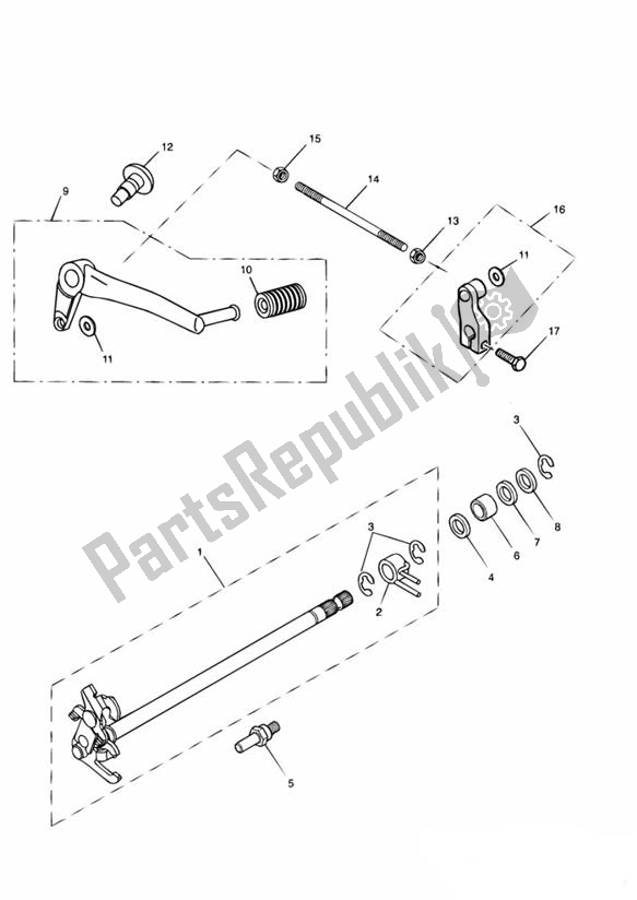 Alle onderdelen voor de Schakelmechanisme van de Triumph Sprint RS VIN: 139277 > 955 2002 - 2004