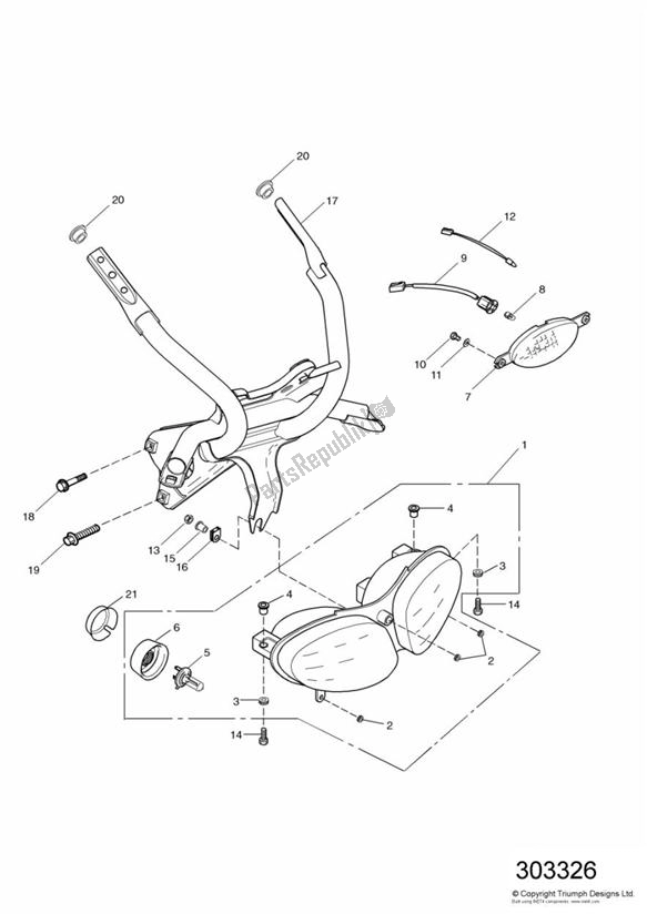 Toutes les pièces pour le Headlight/mountings du Triumph Sprint RS VIN: 139277 > 955 2002 - 2004