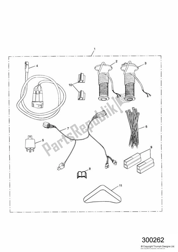 All parts for the Heated Handlebar Grip Kit, Type A of the Triumph Sprint RS VIN: 139277 > 955 2002 - 2004