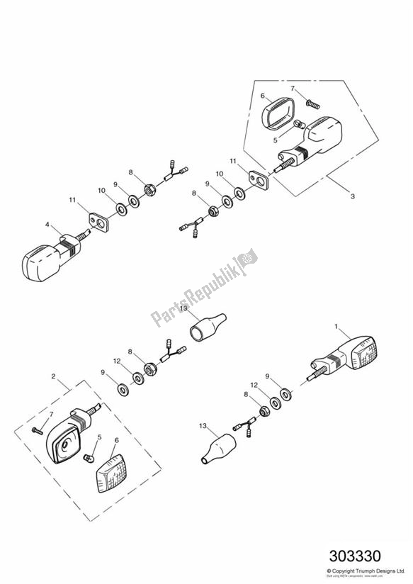 Alle onderdelen voor de Indicatoren van de Triumph Sprint RS VIN: 139277 > 955 2002 - 2004
