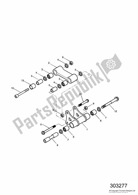 Tutte le parti per il Rear Suspension Linkage Single Sided Swingarm 161318 > del Triumph Sprint RS VIN: 139277 > 955 2002 - 2004