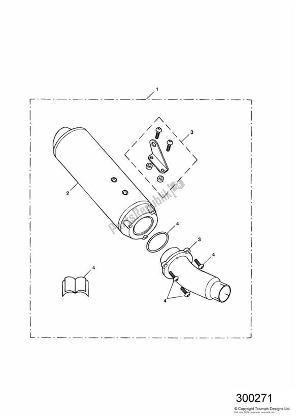 All parts for the Silencer Kit, Cf, Type 1b of the Triumph Sprint RS VIN: 139277 > 955 2002 - 2004