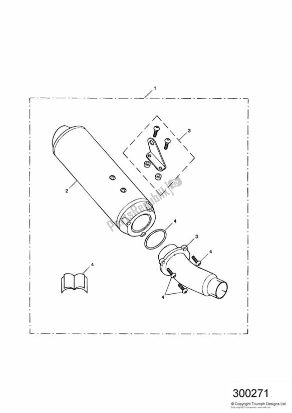 Todas las partes para Silencer Kit, Cf, Type 1b de Triumph Sprint RS VIN: 139277 > 955 2002 - 2004