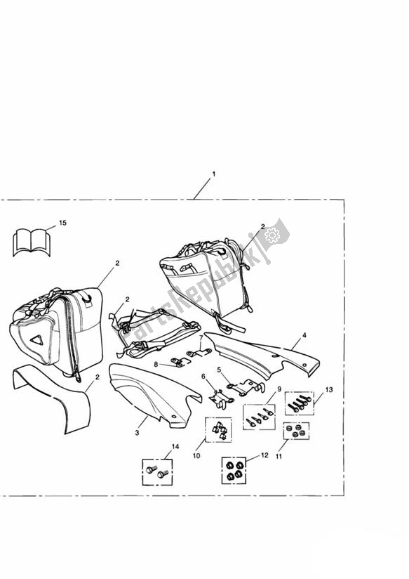 Tutte le parti per il Throwover Pannier Kit del Triumph Sprint RS VIN: 139277 > 955 2002 - 2004