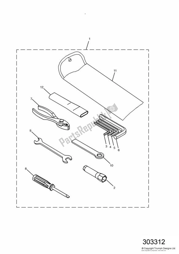 All parts for the Tool Kit Double Sided Swingarm > 161317 of the Triumph Sprint RS VIN: 139277 > 955 2002 - 2004