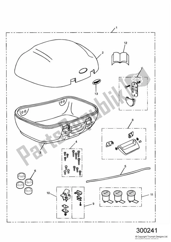 Todas las partes para Top Box 45 Litre de Triumph Sprint RS VIN: 139277 > 955 2002 - 2004