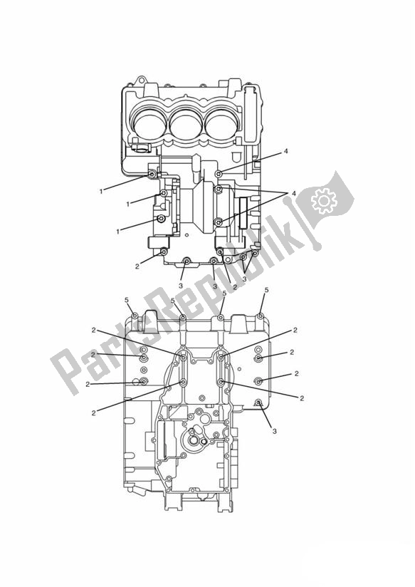 All parts for the Crankcase Fixings of the Triumph Sprint RS VIN: > 139276 955 2000 - 2001