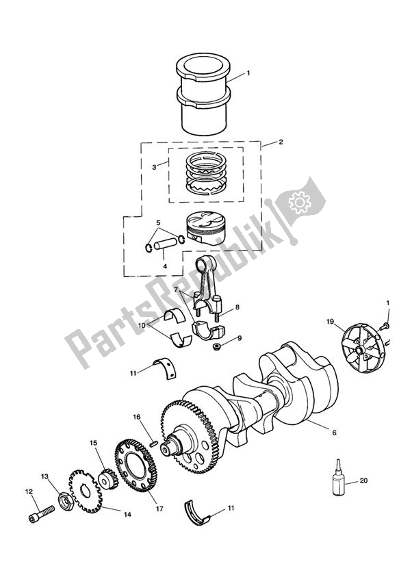 Todas las partes para Crankshaft/conn Rod/pistons And Liners de Triumph Sprint RS VIN: > 139276 955 2000 - 2001