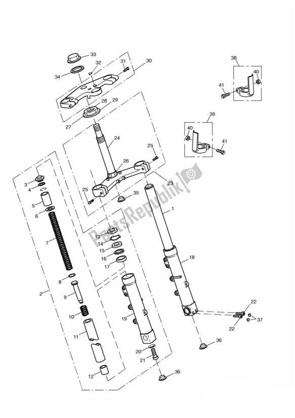 All parts for the Front Forks And Yokes of the Triumph Sprint RS VIN: > 139276 955 2000 - 2001